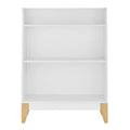 Danya B Steiner White 3-Tier Kids Book or Toy Figure Display Unit Freestanding Bookshelf with Contrasting Wood-Toned Legs