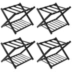 Costway Set of 4 Folding Metal Luggage Rack Suitcase Shoe Holder Hotel Guestroom w/Shelf