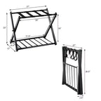 Estante plegable de metal para maletas y zapatos de habitación de hotel con estante