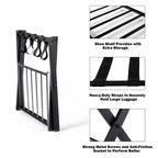 Estante plegable de metal para maletas y zapatos de habitación de hotel con estante