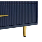 Mesa de centro moderna de 47.2''W con 2 puertas de cristal de almacenamiento, 4 cajones, patas de metal dorado e iluminación multicolor