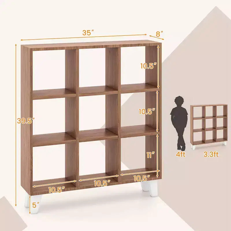 2 estanterías de 9 cubos con 6 estantes extraíbles y patas elevadas para salón, marrón/blanco