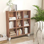 2 estanterías de 9 cubos con 6 estantes extraíbles y patas elevadas para salón, marrón/blanco