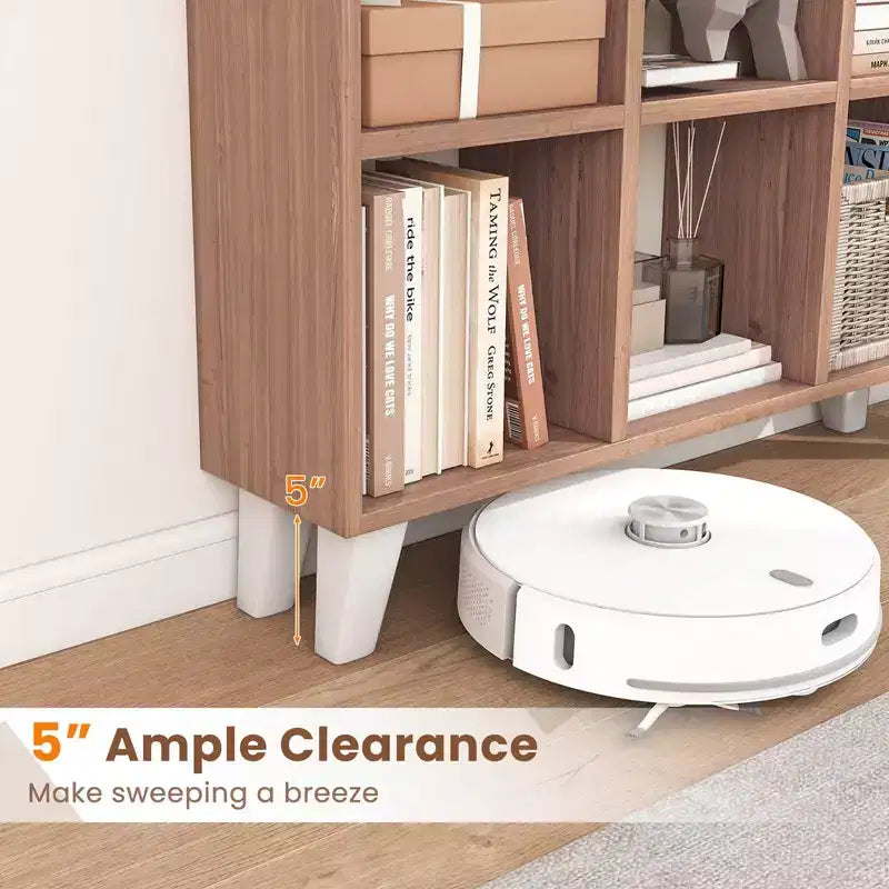 2 estanterías de 9 cubos con 6 estantes extraíbles y patas elevadas para salón, marrón/blanco