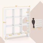 2 estanterías de 9 cubos con 6 estantes extraíbles y patas elevadas para salón, marrón/blanco