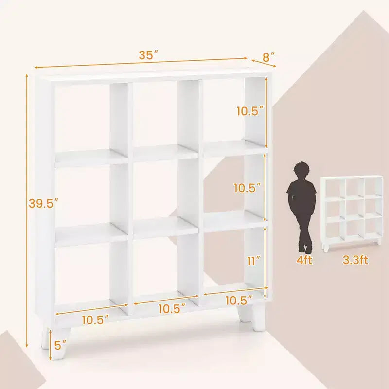 2 estanterías de 9 cubos con 6 estantes extraíbles y patas elevadas para salón, marrón/blanco