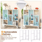 2 estanterías de 9 cubos con 6 estantes extraíbles y patas elevadas para salón, marrón/blanco