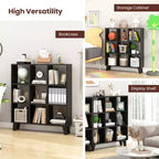 2 estanterías de 9 cubos con 6 estantes extraíbles y patas elevadas para salón, marrón/blanco