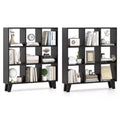 Costway 2 PCS 9-Cube Bookcase with 6 Removable Shelves Raised Support Feet for Living Room Brown/White