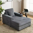 55/43.5/39.7W Oversized Chaise Lounge, Sleep Chair Sofa Couch with Pillows, Charge Station & Cup Holders 4B -ModernLuxe
