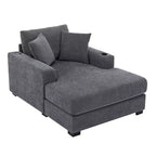Chaise longue extragrande de 55/43.5/39.7W, sofá cama con almohadas, estación de carga y portavasos