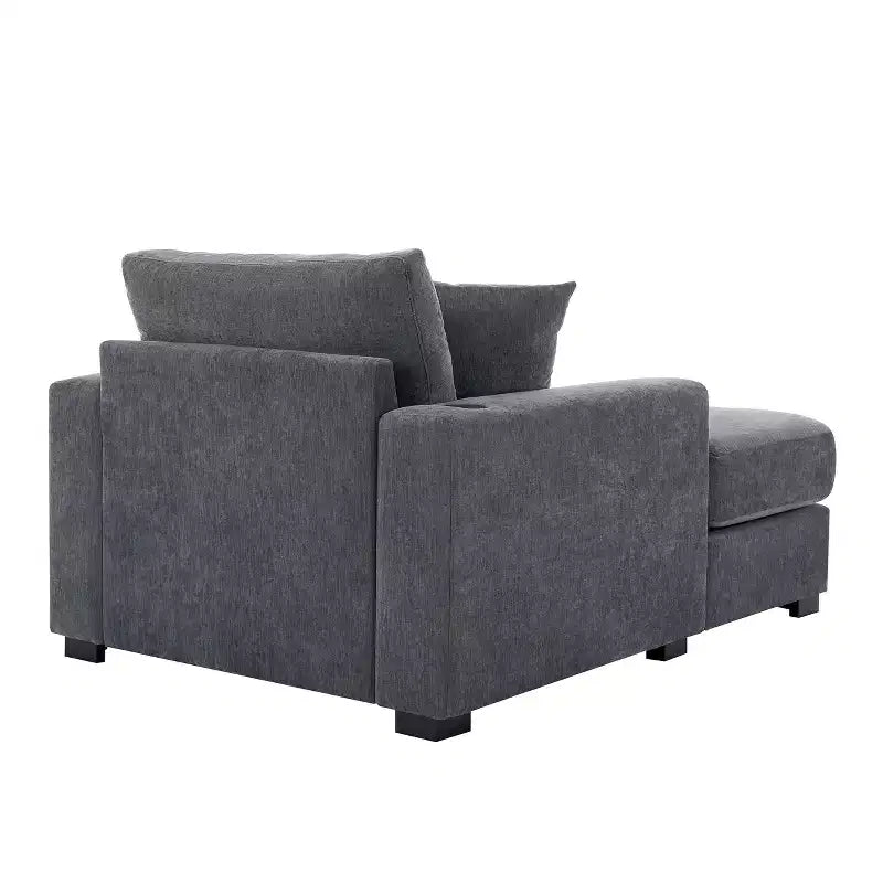 Chaise longue extragrande de 55/43.5/39.7W, sofá cama con almohadas, estación de carga y portavasos