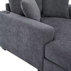 Chaise longue extragrande de 55/43.5/39.7W, sofá cama con almohadas, estación de carga y portavasos