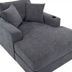 Chaise longue extragrande de 55/43.5/39.7W, sofá cama con almohadas, estación de carga y portavasos
