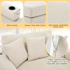 Chaise longue extragrande de 55/43.5/39.7W, sofá cama con almohadas, estación de carga y portavasos