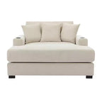 Chaise longue extragrande de 55/43.5/39.7W, sofá cama con almohadas, estación de carga y portavasos