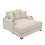 Chaise longue extragrande de 55/43.5/39.7W, sofá cama con almohadas, estación de carga y portavasos