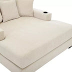 Chaise longue extragrande de 55/43.5/39.7W, sofá cama con almohadas, estación de carga y portavasos