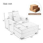 Chaise longue extragrande de 55/43.5/39.7W, sofá cama con almohadas, estación de carga y portavasos