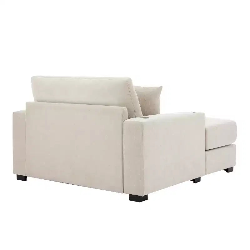 Chaise longue extragrande de 55/43.5/39.7W, sofá cama con almohadas, estación de carga y portavasos
