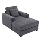 Chaise longue extragrande de 55/43.5/39.7W, sofá cama con almohadas, estación de carga y portavasos