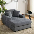 Chaise longue extragrande de 55/43.5/39.7W, sofá cama con almohadas, estación de carga y portavasos