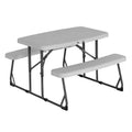 Peakform 37.8 Inch Rectangular Folding Picnic Table, Multipurpose Indoor Outdoor Durable Furniture with Double Bench Seating, White/Black