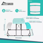 Mesa de picnic rectangular plegable de 37.8 pulgadas, muebles duraderos multiusos para interior y exterior con asientos de doble banco, blanco/negro