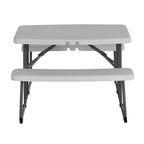 Mesa de picnic rectangular plegable de 37.8 pulgadas, muebles duraderos multiusos para interior y exterior con asientos de doble banco, blanco/negro