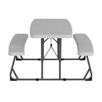 Mesa de picnic rectangular plegable de 37.8 pulgadas, muebles duraderos multiusos para interior y exterior con asientos de doble banco, blanco/negro