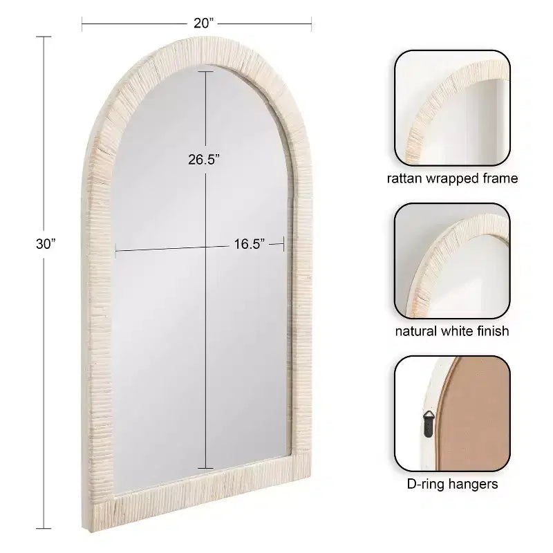 Espejo de pared enmarcado con arco Rahfy de 20x30