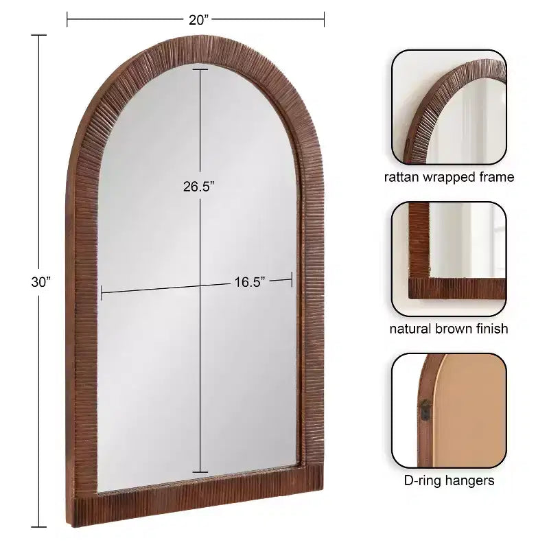 Espejo de pared enmarcado con arco Rahfy de 20x30