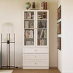 Famapy White Vertical 7-Shelf Combination Bookcase Storage Cabinet