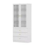 Armario de almacenamiento de combinación con estantería vertical blanca de 7 estantes