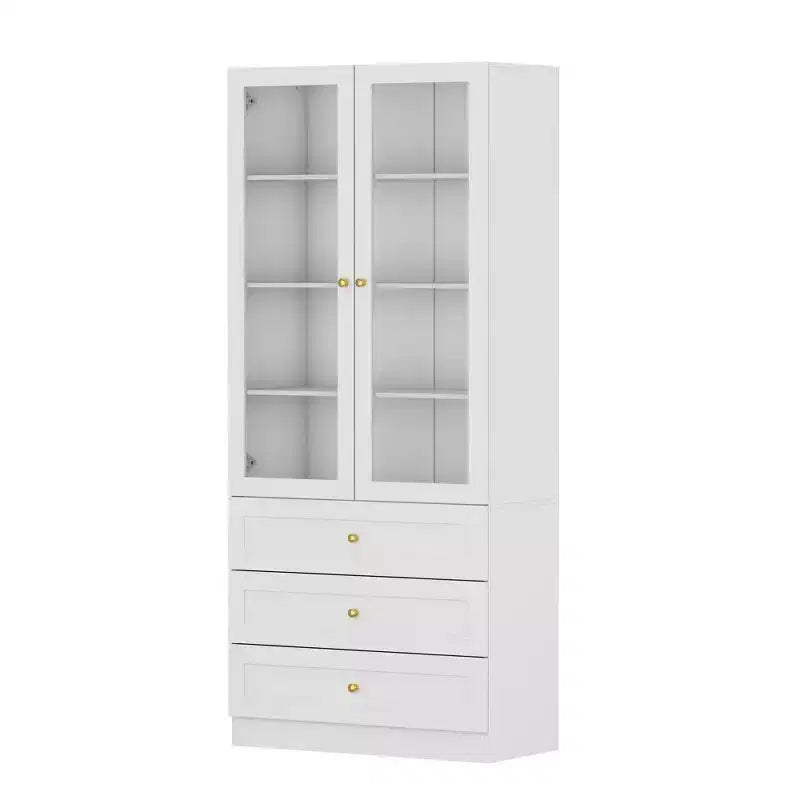 Armario de almacenamiento de combinación con estantería vertical blanca de 7 estantes