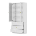 Armario de almacenamiento de combinación con estantería vertical blanca de 7 estantes