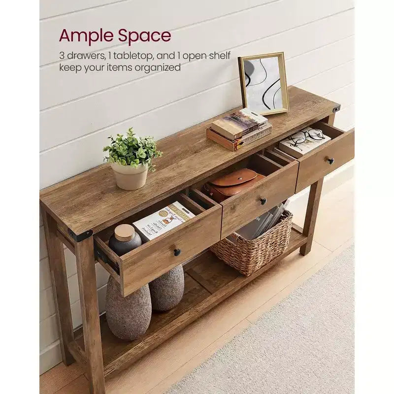 47.2 Mesa de consola con 3 cajones, mesa de sofá para sala de estar, mesa de entrada