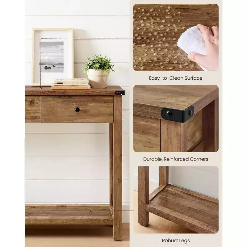 47.2 Mesa de consola con 3 cajones, mesa de sofá para sala de estar, mesa de entrada