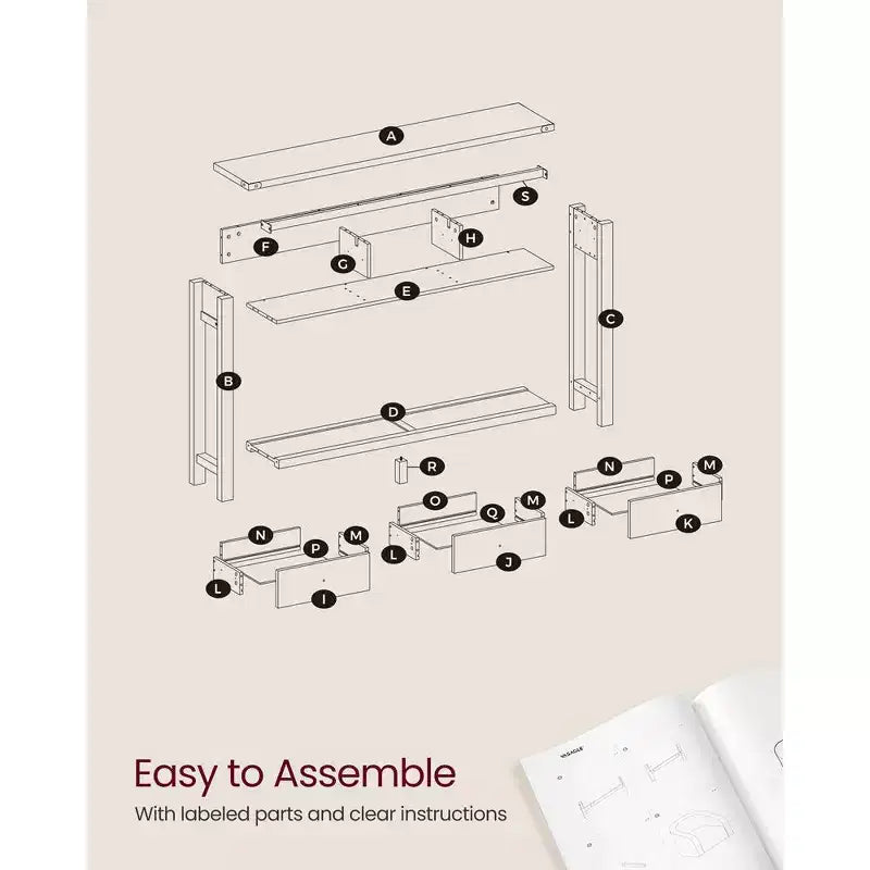 47.2 Mesa de consola con 3 cajones, mesa de sofá para sala de estar, mesa de entrada