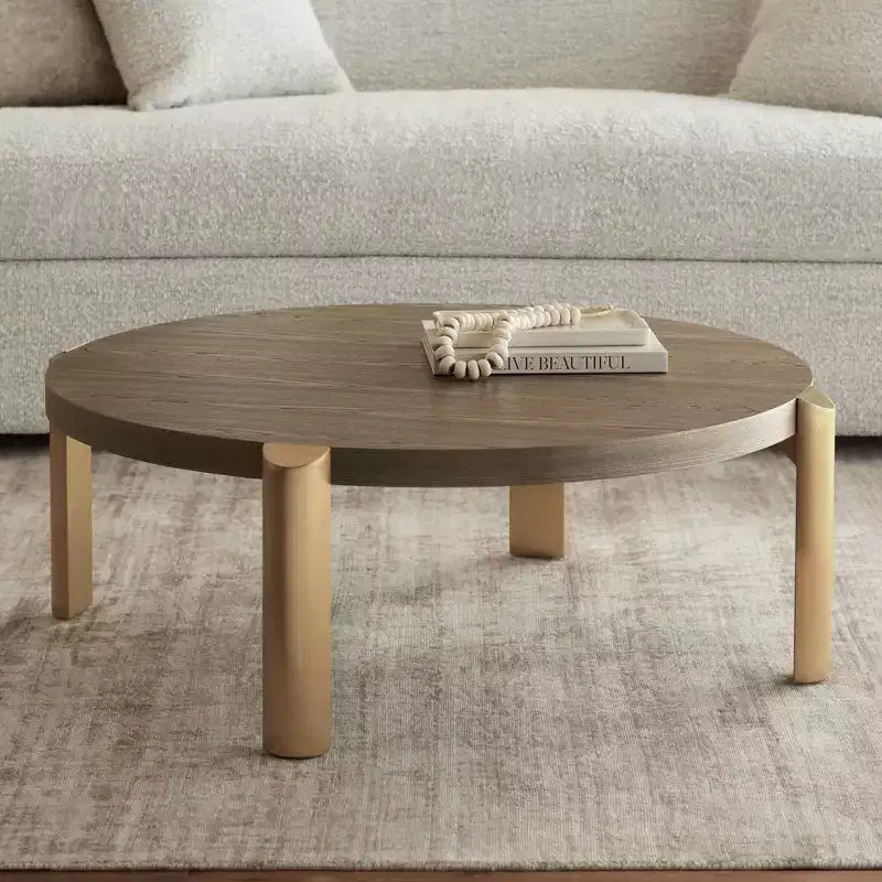 Mesa de centro redonda Simmons de madera marrón de 40 1/4 de ancho