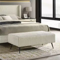 Roundhill Furniture Mavela Wide Wale Corduroy Upholstery Bench, Cream